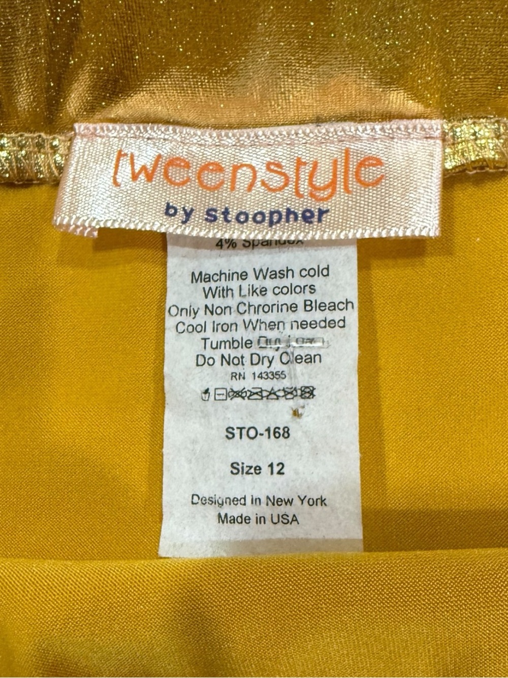 Tweenstyle by Stoopher Gold Metallic Tiered Ruffle Skirt Girls Sizes 12 & 14 NWT - Picture 6 of 8